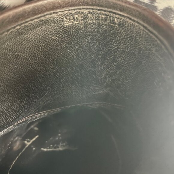 COACH PRE-OWNED CLAUDE #A0400 CHESTNUT BROWN LEATHER MULE SLIDE BOOT HIGH HEEL 7 - Picture 8 of 9